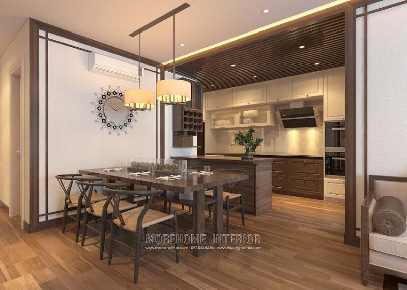 Bộ bàn ăn gỗ đẹp với kiểu dáng đơn giản nhưng không kém phần tinh tế sang trọng